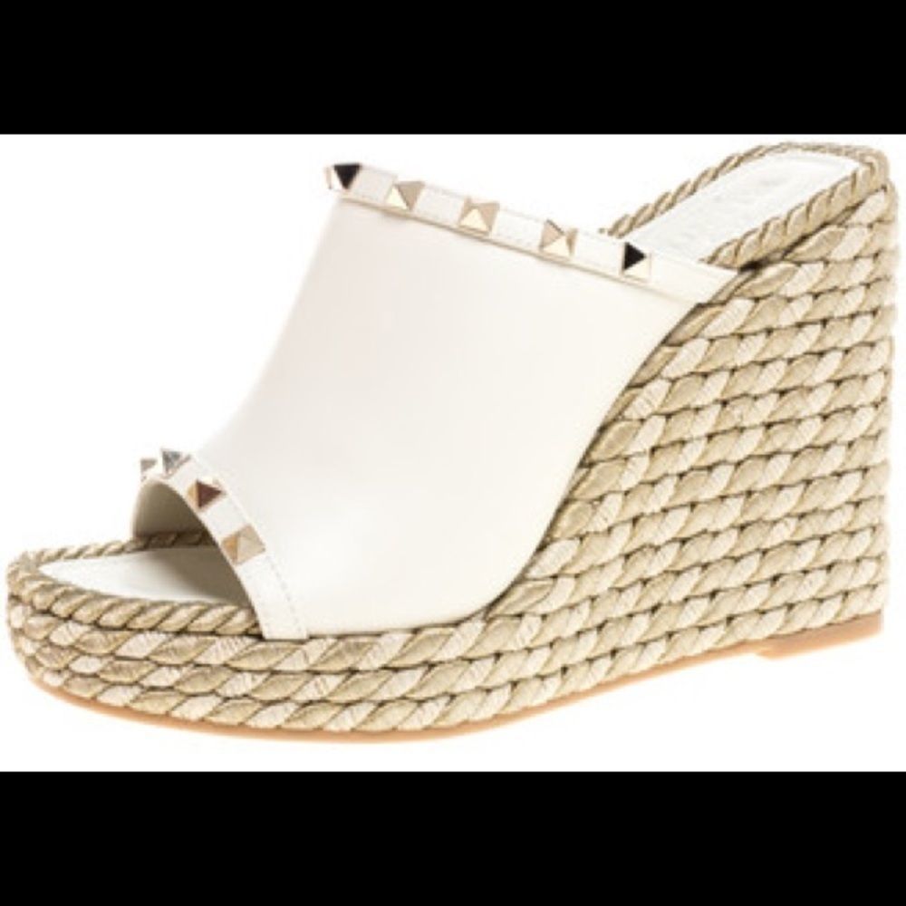 Valentino Rockstud Braided Wedge